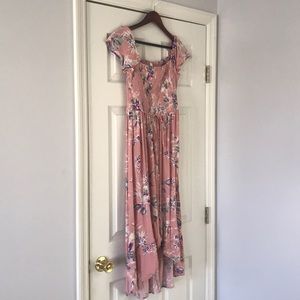 Pink floral high low dress